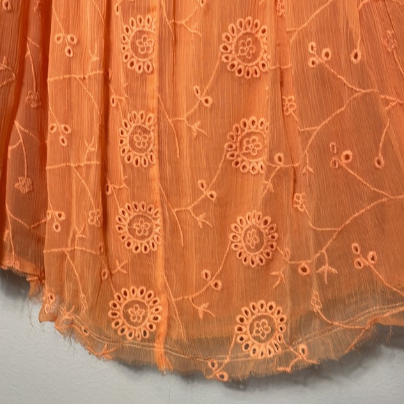 Anthropologie Floreat Tangerine Off Shoulder Semi Sheer Embroidered Blouse NWT - Picture 7 of 13